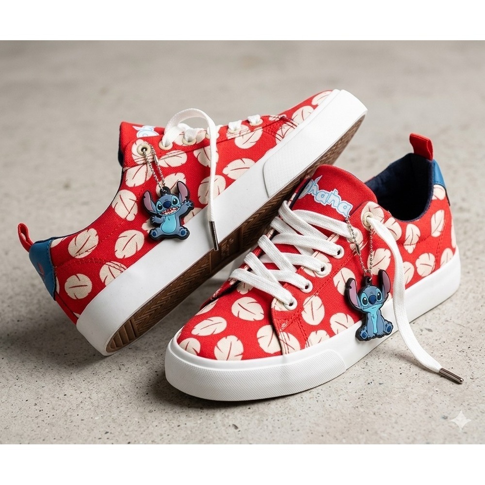 Disney Lilo & Stitch Womens Sz 12 Stitch Low Top Court Sneakers Lace Up Shoe NEW